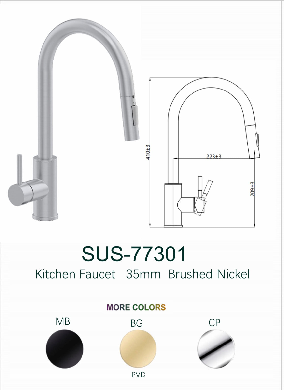 Pull-Down Kitchen Faucet Brushed Nickel / Matte Black