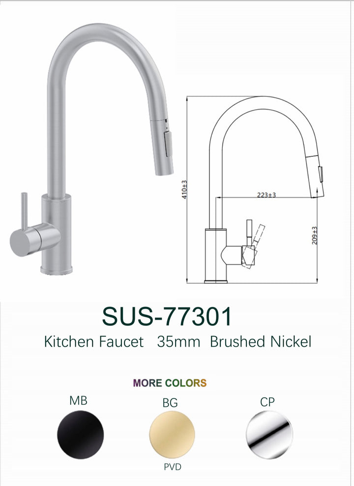 Pull-Down Kitchen Faucet Brushed Nickel / Matte Black
