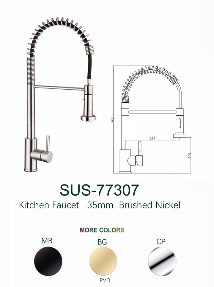 SUS-77307 Commercial-Style Pull-down Kitchen Faucet